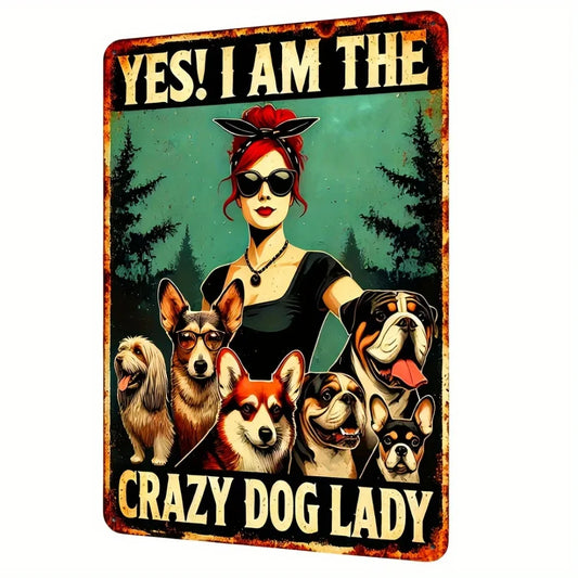 HELLOYOUNG Crazy Dog Lady Metal Sign Home Bar Cafe Decor