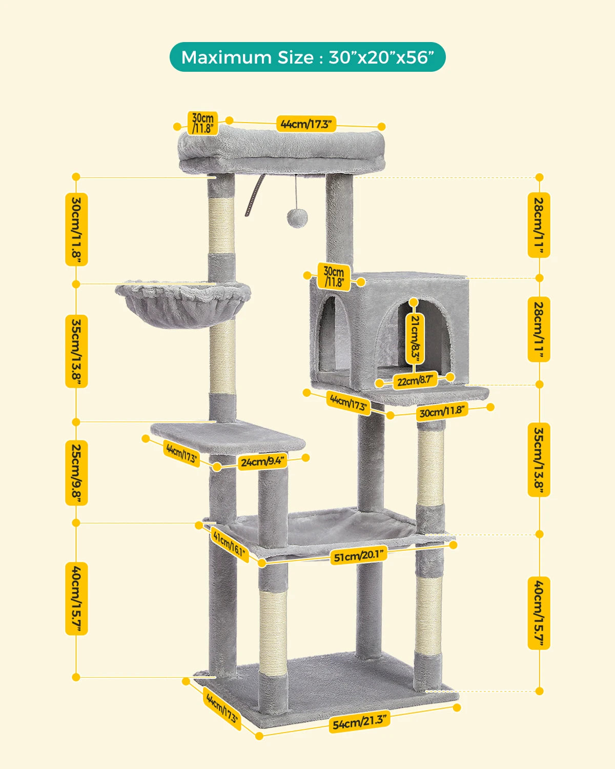 PAWZ Road Cat Tree Tower Multi Level Scratching Post Indoor