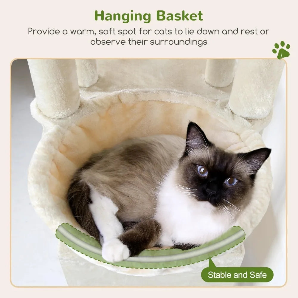 DAFIFY Sturdy Indoor Cat Tower With Scratching Posts