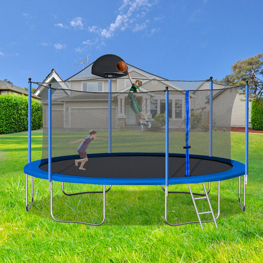 HiMISS 14FT Outdoor Trampoline With Backboard And Enclosure
