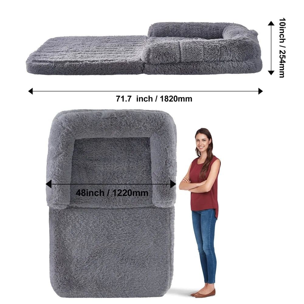 XMSJ Large Pet and Human Bed with Velvet Cover