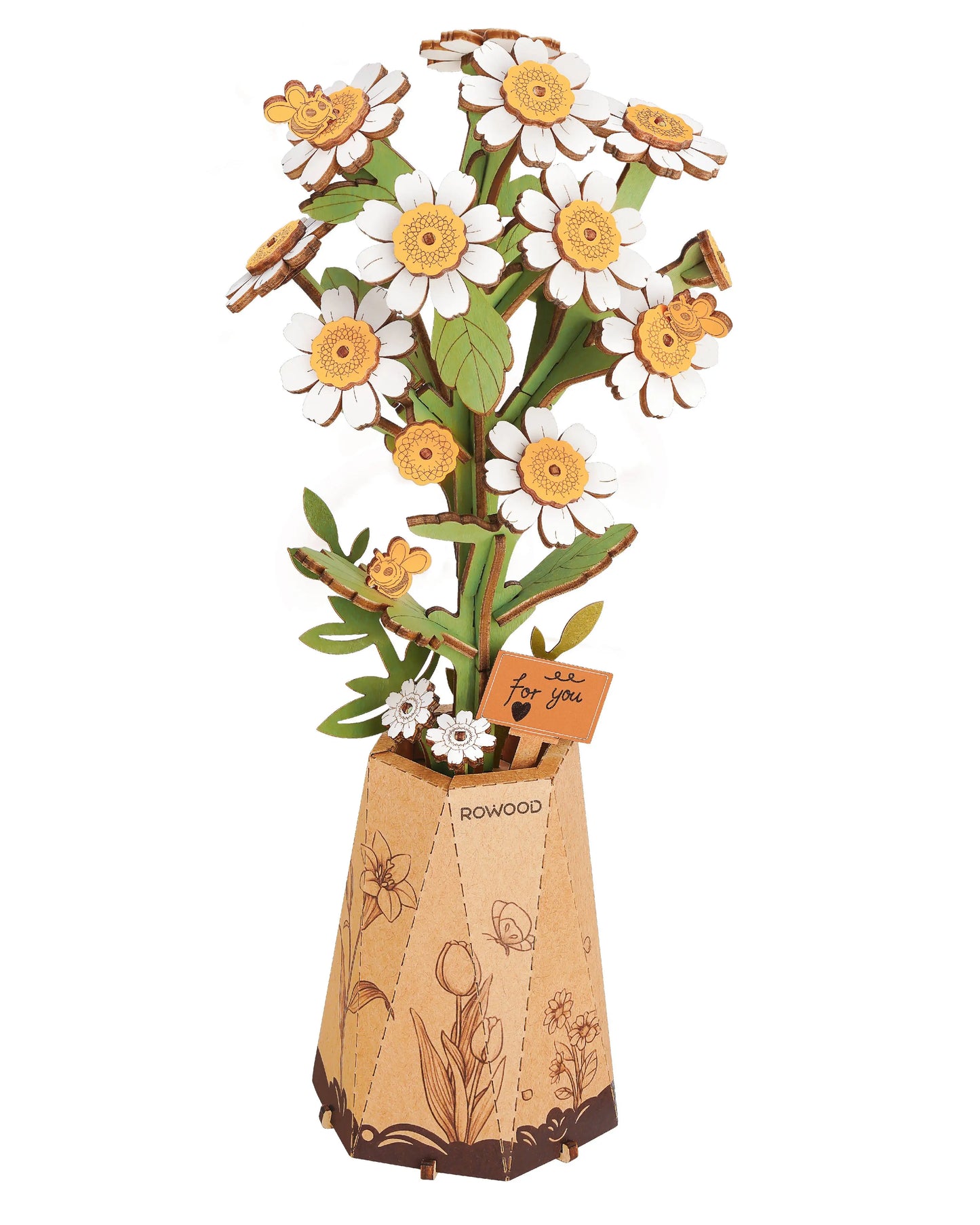 Robotime Wooden Flower Bouquet DIY Puzzle Gifts For Friends