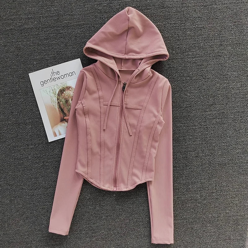 Womens Hooded Fitness Cardigan Quick Dry Sports Jacket