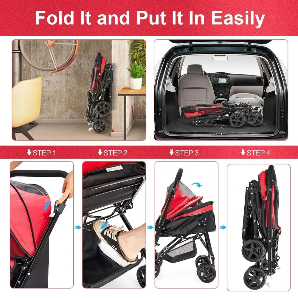 Dog Stroller For Cats And Dogs Convertible Compartment