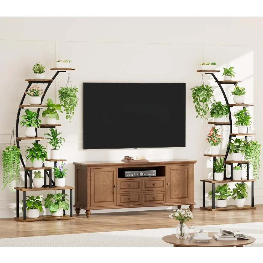9 Tiered Plant Stand Indoor with Grow Lights, 64" Tall Plant Stand for Indoor Plants Multiple, Large Plant Rack Display Shelves