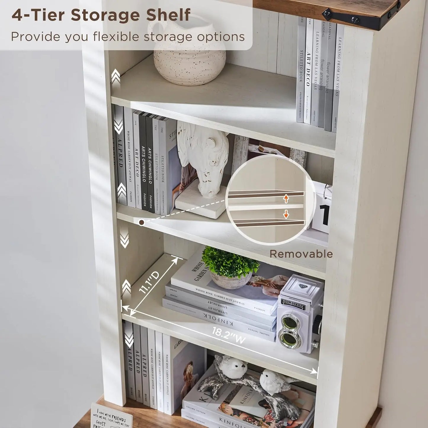 XMSJ Farmhouse Bookcase With 2 File Drawers And Shelves
