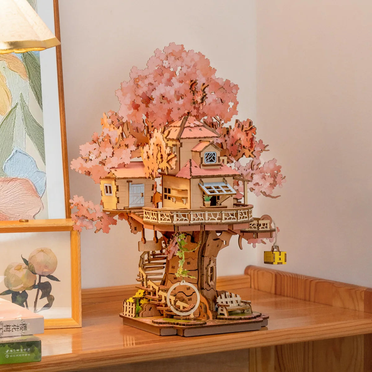 Robotime Sakura Tree House 3D Wooden Puzzle Gift for Adults