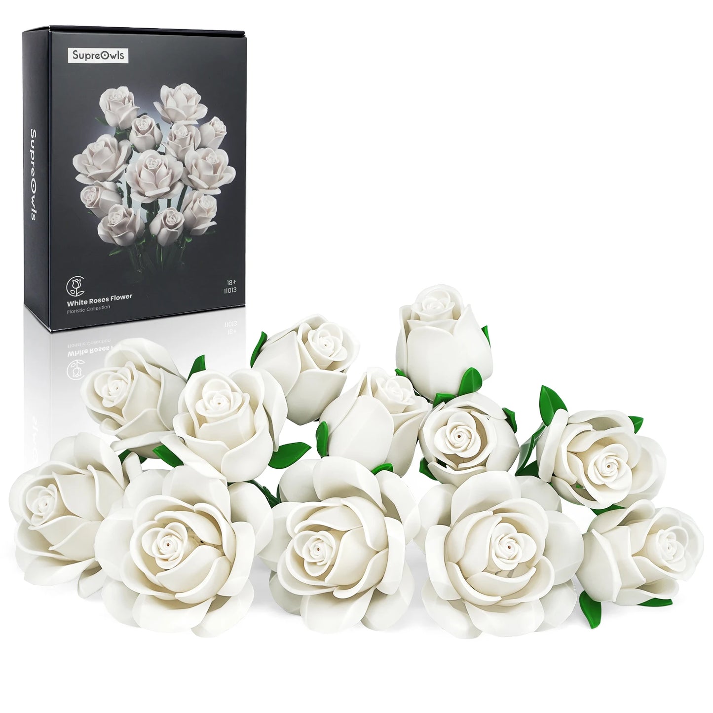SupreOwls Roses Bouquet Building Blocks Set Floral Decor