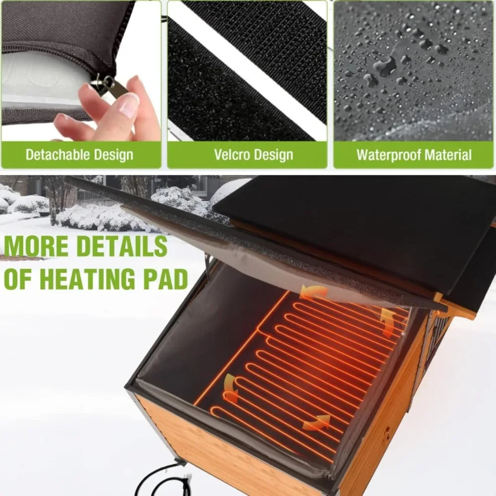 Heated Insulated Outdoor Dog House With Heating Pad Weatherproof Shelter