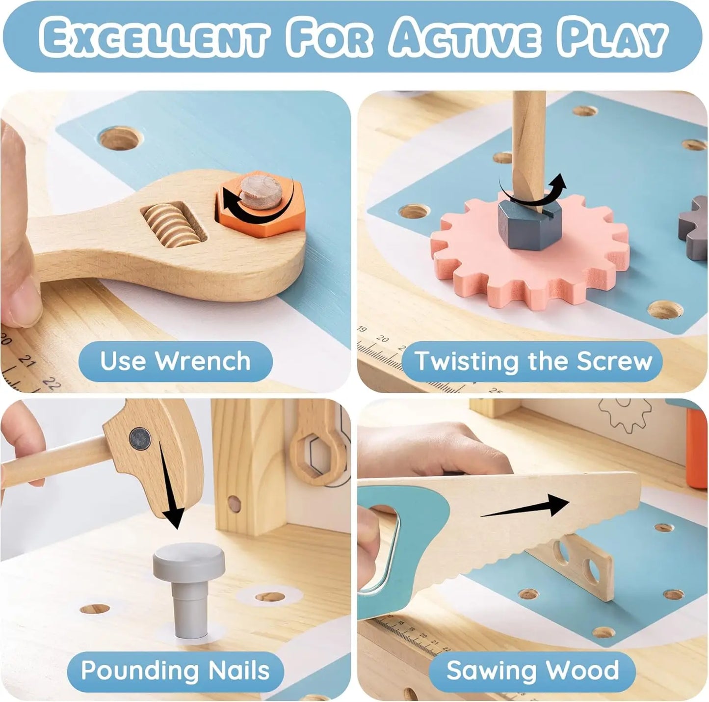 Robotime Kids Tool Bench Set Wooden Construction Toys