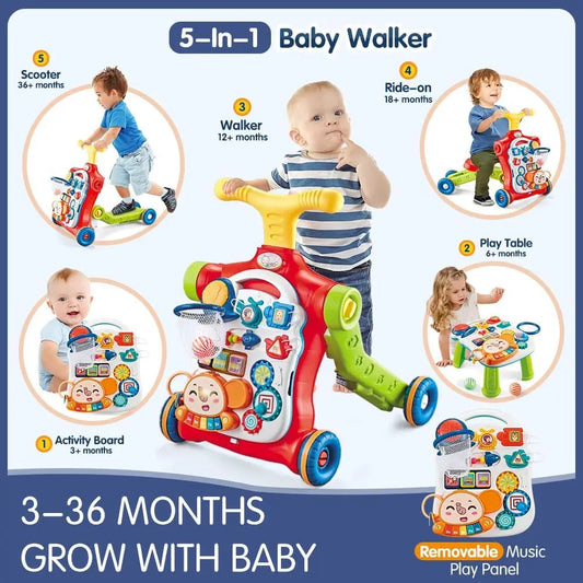 VATOS Baby Walker 5 in 1 Learning Scooter Table Toys