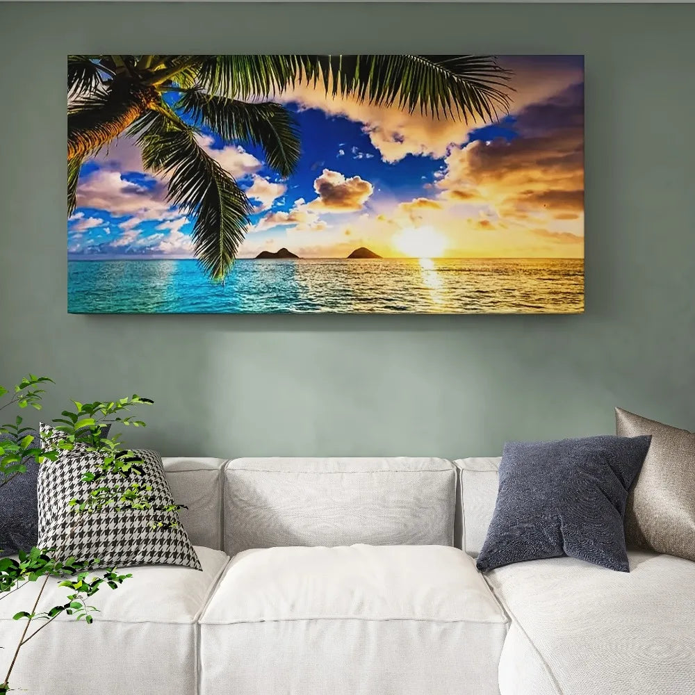 Hign-concerned Sunset Beach Canvas Print Ocean Landscape