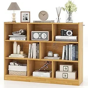 XMSJ Open Wood Bookcase 8 Shelf Display Cabinet For Home