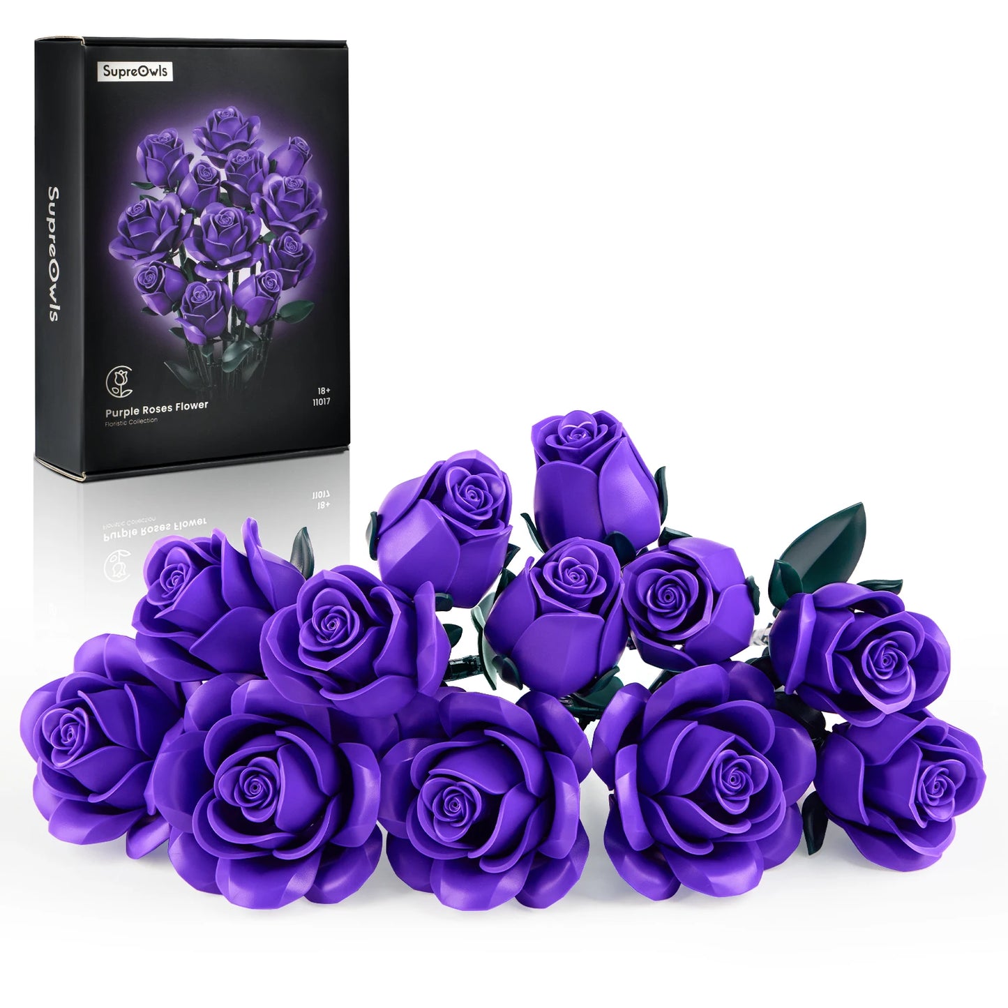 SupreOwls Roses Bouquet Building Blocks Set Floral Decor