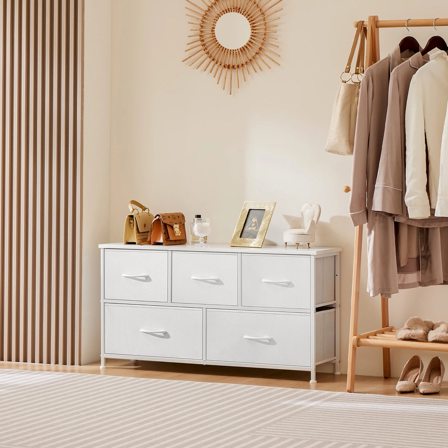 JHK Modern Wardrobe Cabinet With Fabric Drawers for Bedroom