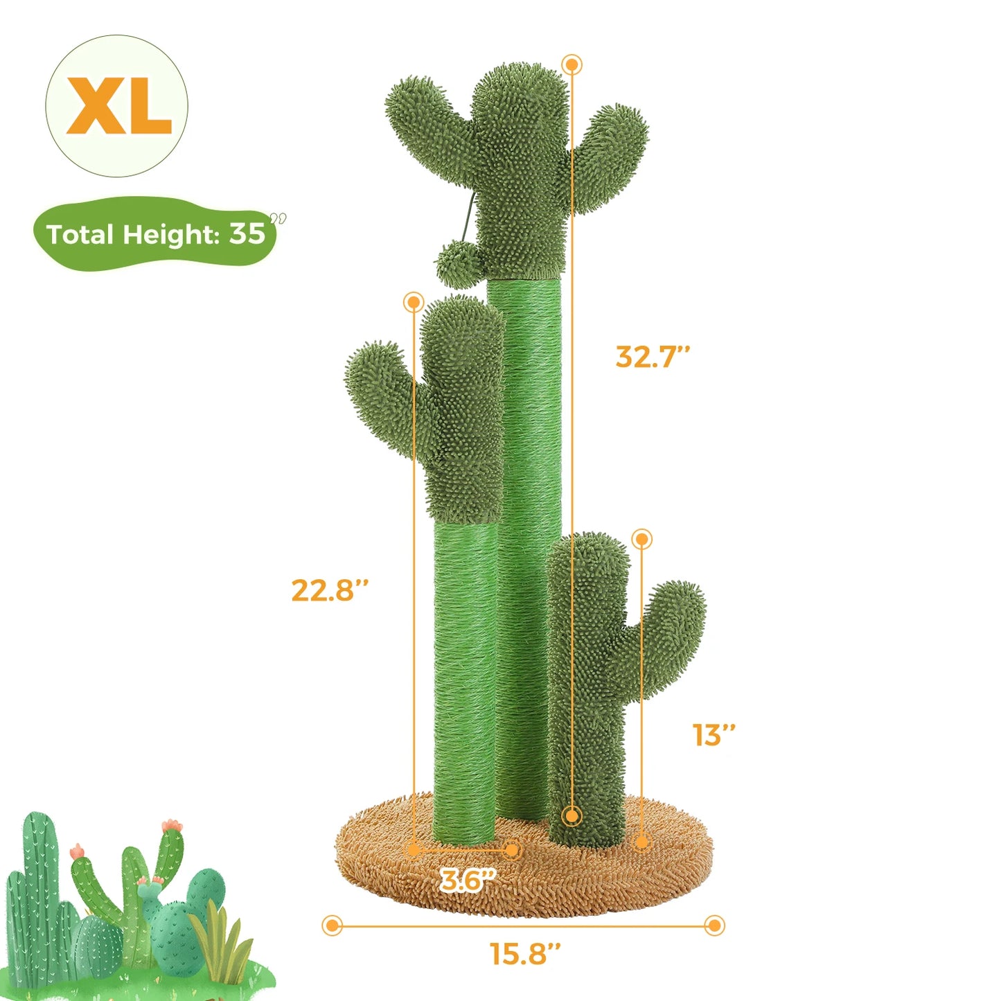 PEQULTICN Cactus Cat Tree With Large Condo And Hammock