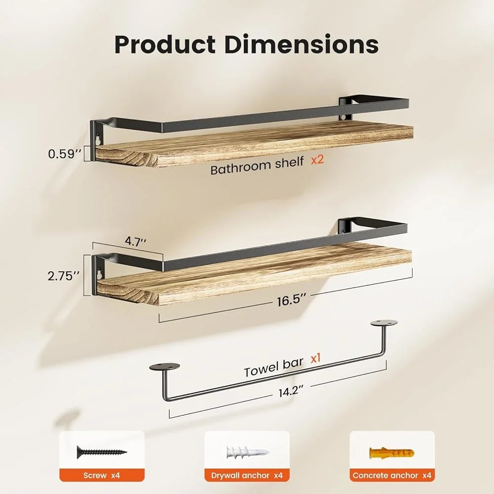 Hign Concerned Wall Mounted Wood Floating Shelves Set