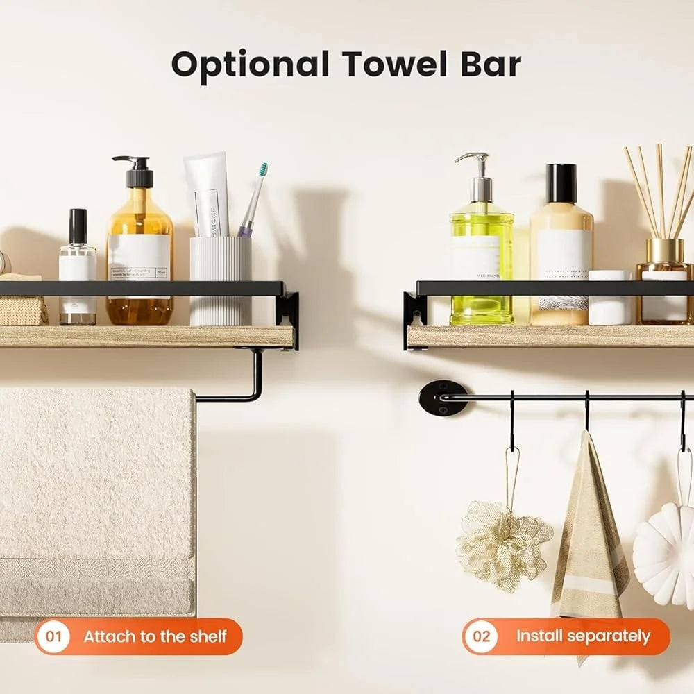Hign Concerned Wall Mounted Wood Floating Shelves Set