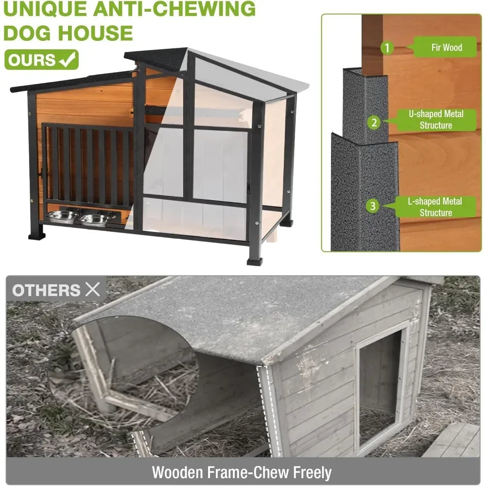 Heated Insulated Outdoor Dog House With Heating Pad Weatherproof Shelter