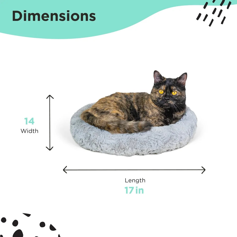 DUTRIEUX Self Warming Faux Fur Donut Cat Bed Raised Rim