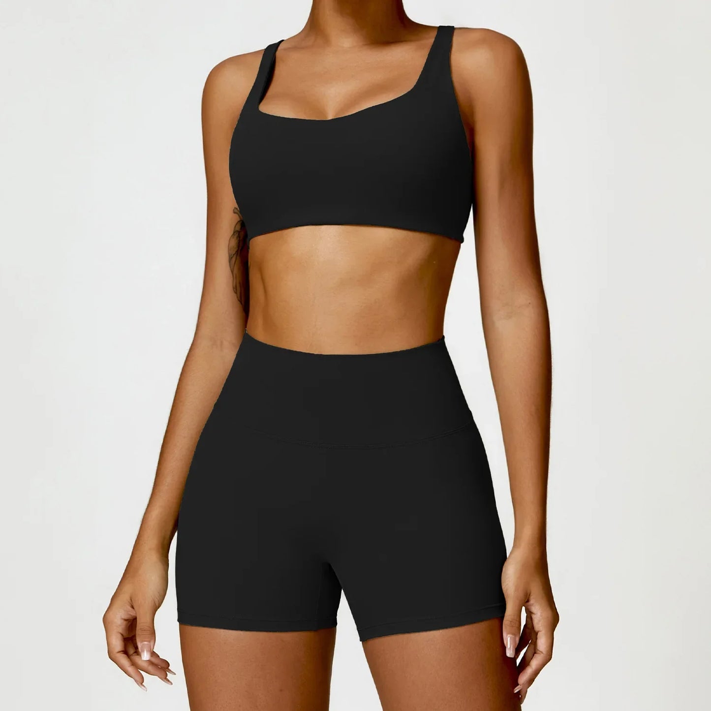 Women Two Piece Fitness Yoga Set Solid Color Gym Wear