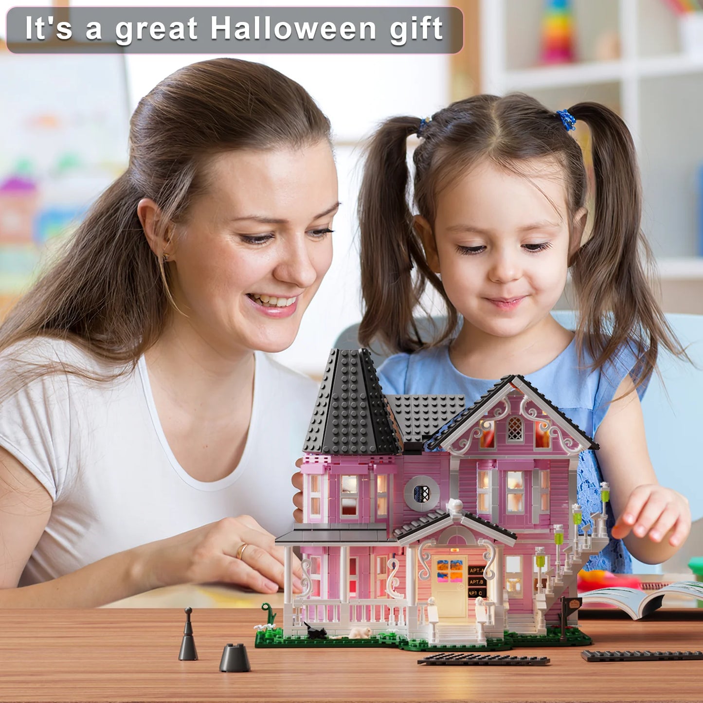 Palace Building Blocks Set With Lights Haunted House 1349pcs