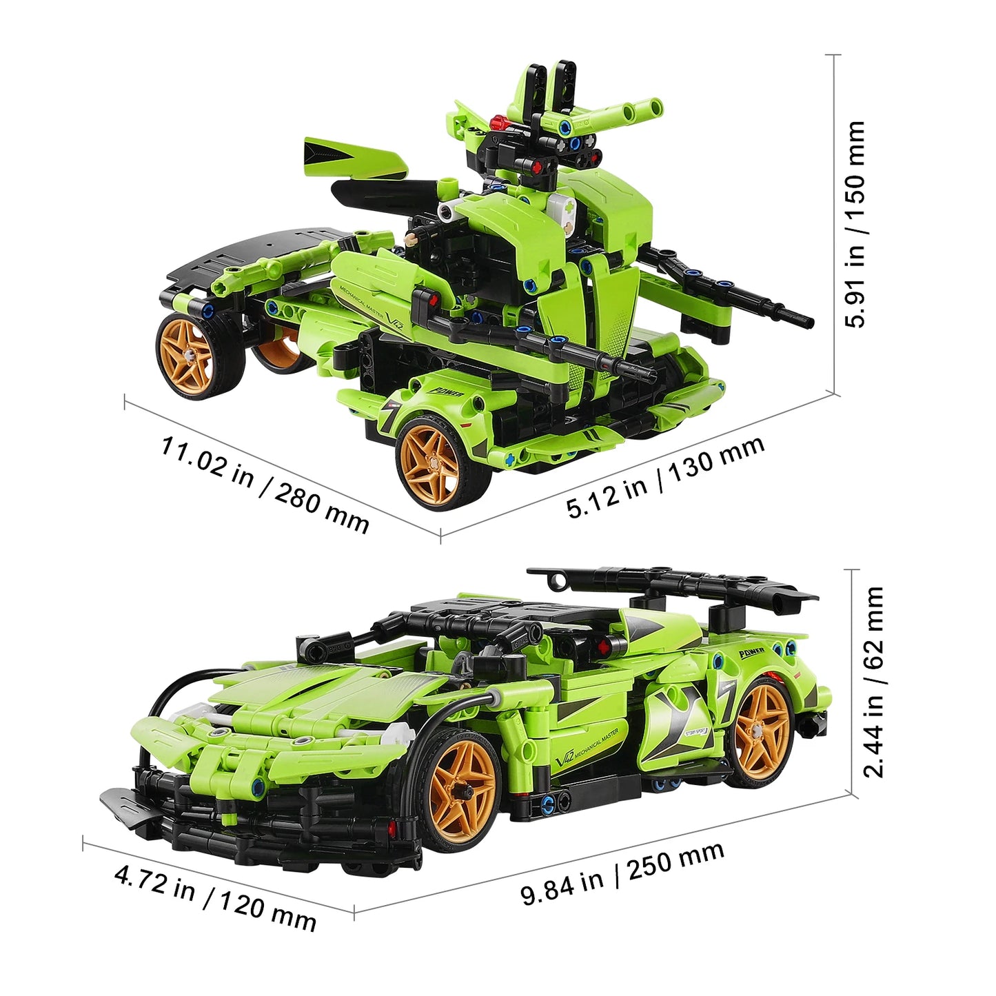 VEVOR 2 In 1 RC Car Robot 461 Pieces STEM Building Toys