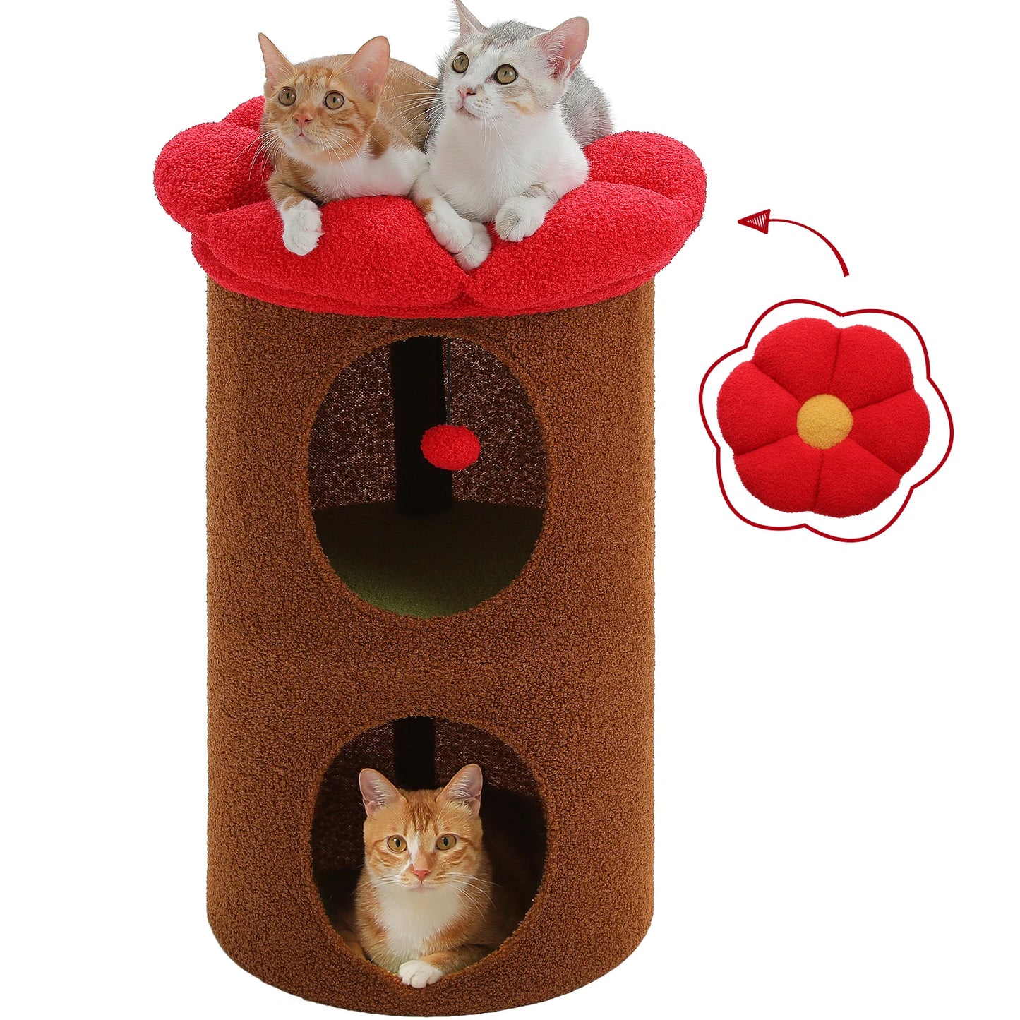 PEQULTICN Double-Deck Cat House with Cozy Condos Indoor
