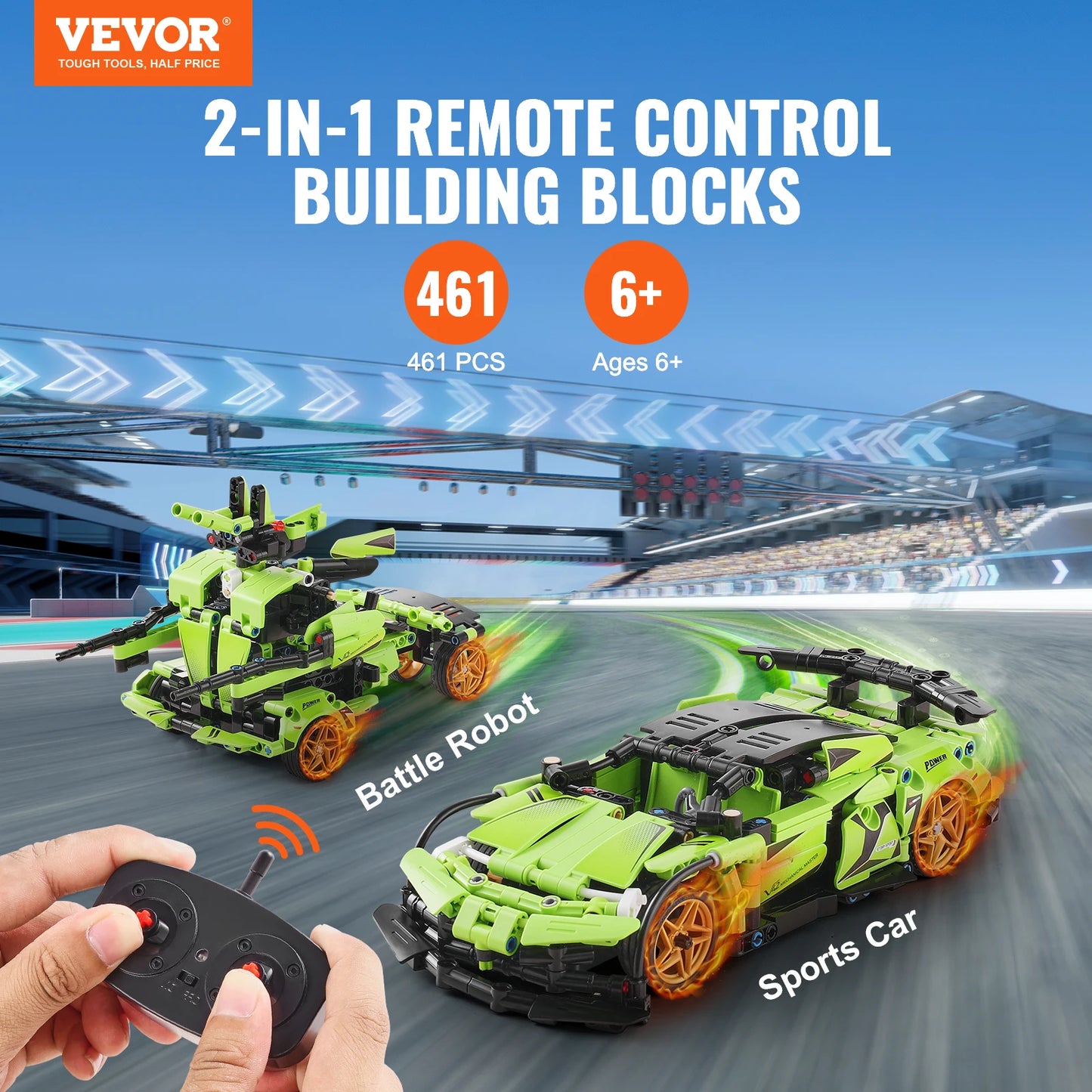 VEVOR 2 In 1 RC Car Robot 461 Pieces STEM Building Toys