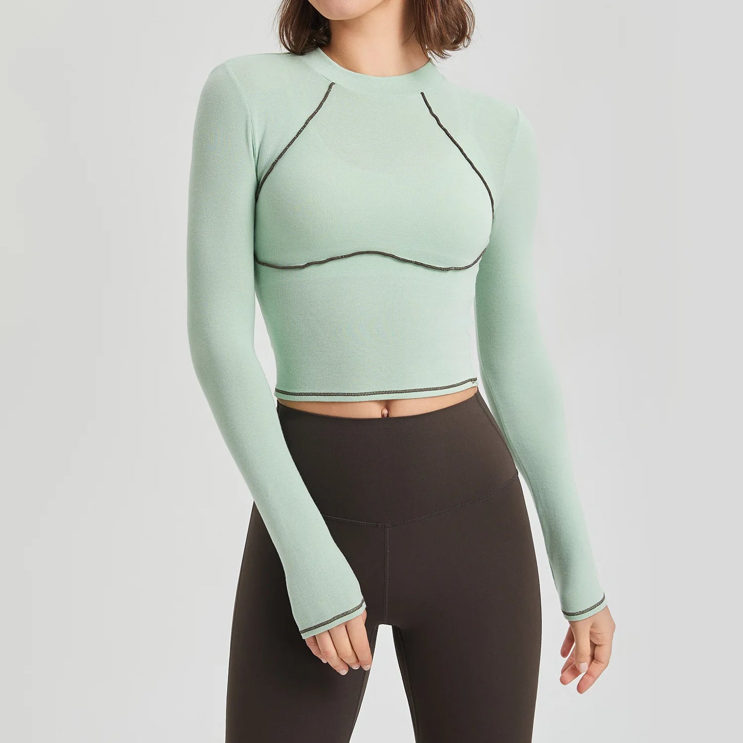 COZOKCN Long Sleeve Yoga Shirt Women Breathable Top