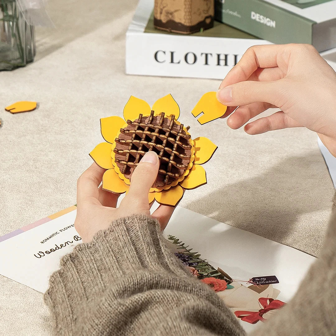 Robotime Wooden Flower Bouquet DIY Puzzle Gifts For Friends