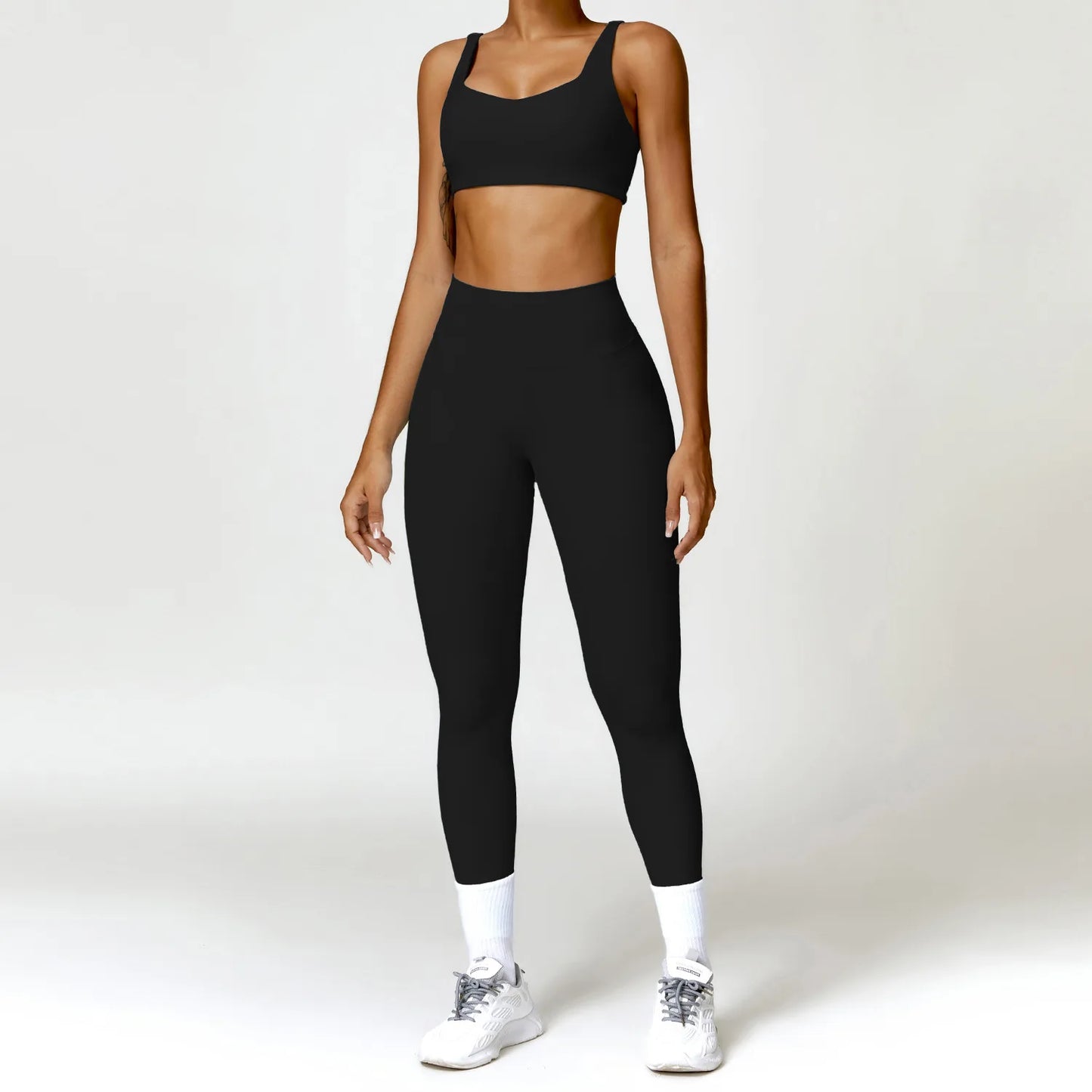 Women Two Piece Fitness Yoga Set Solid Color Gym Wear