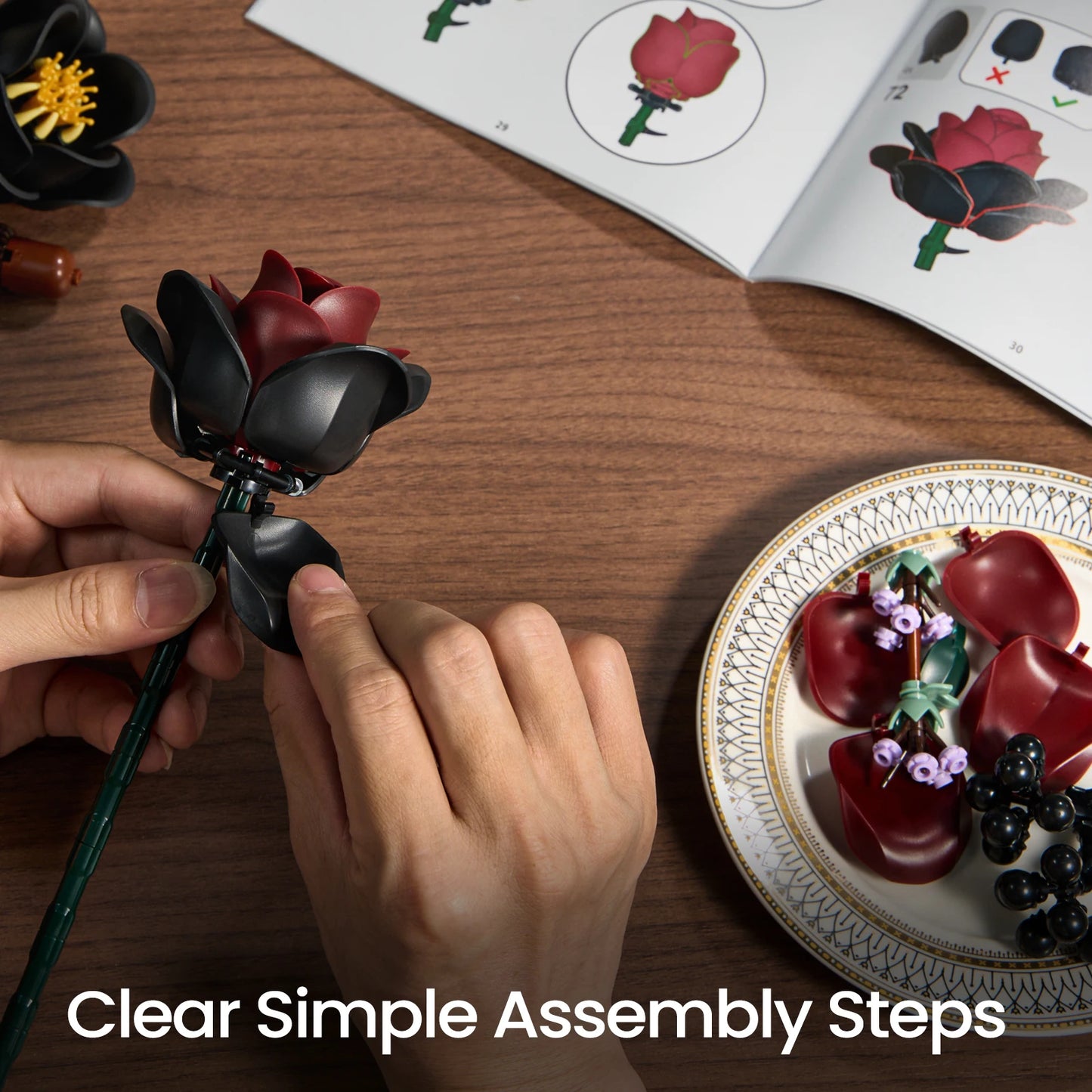 SupreOwls Bouquet Building Set Simulated Roses Flowers