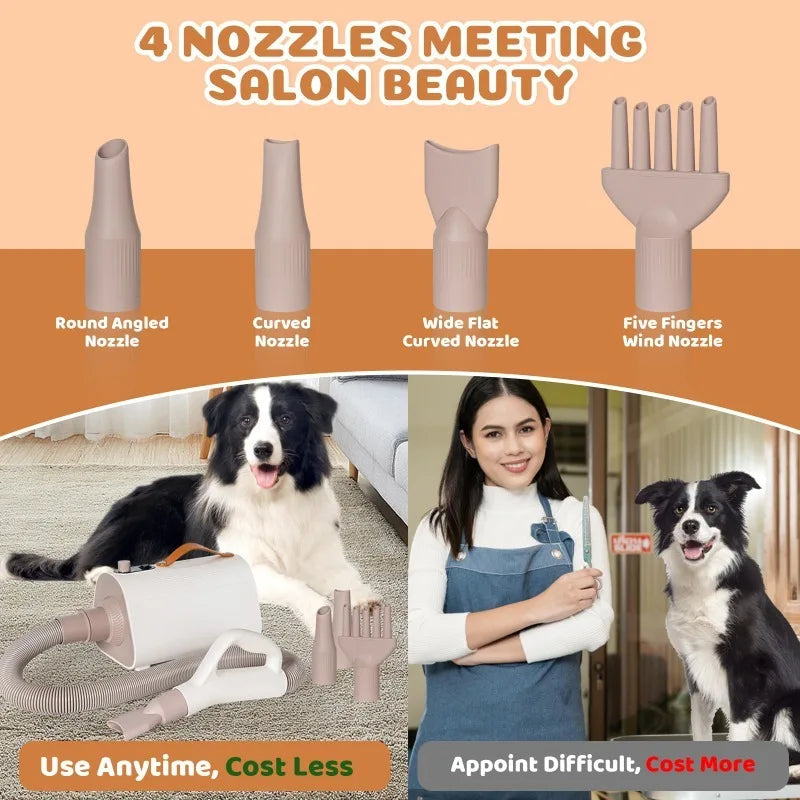 Hign-concerned Negative Ion Dog Dryer 4 In 1 Nozzles
