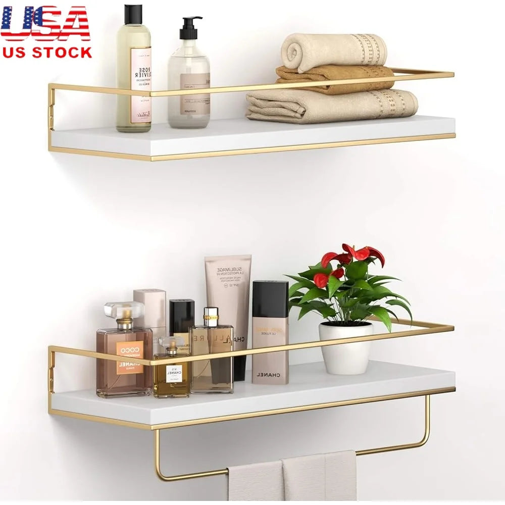 Hign Concerned Floating Wall Shelves With Towel Rack
