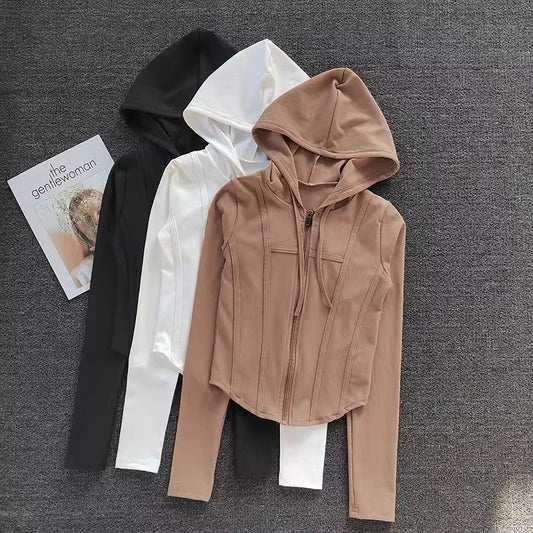 Womens Hooded Fitness Cardigan Quick Dry Sports Jacket