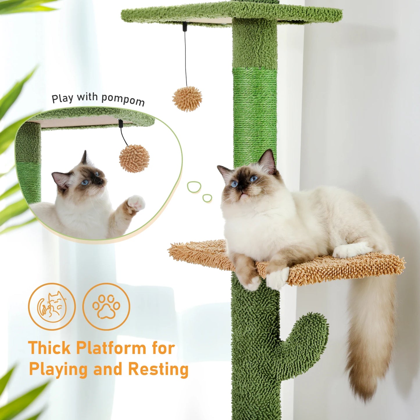 PAWZ Road Cat Tree 5Tier Floor to Ceiling Cactus Tower
