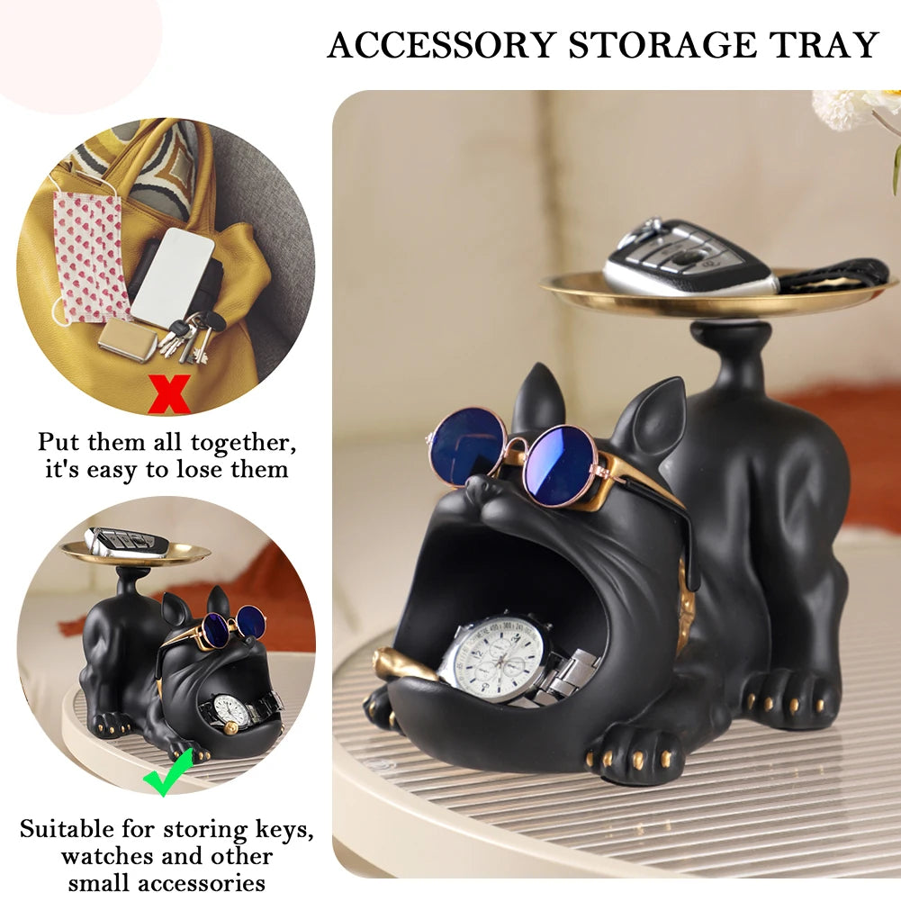 Shunmaii Decorative Pitbull Resin Sculpture Storage Tray