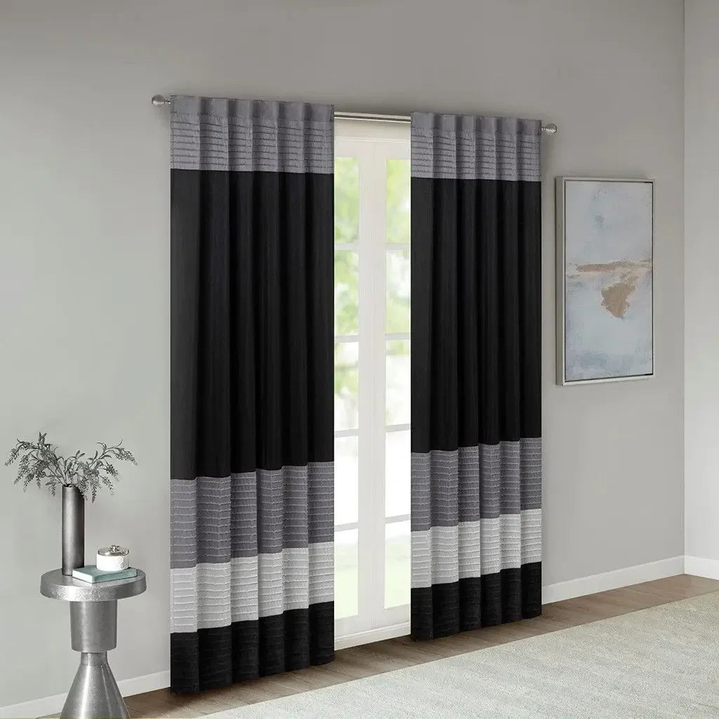 Madison Park Pintuck Linen Window Curtain Panel Set
