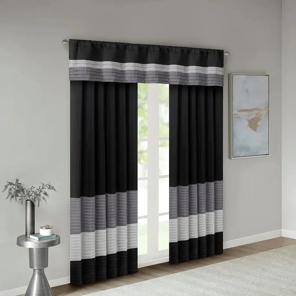 Madison Park Pintuck Linen Window Curtain Panel Set