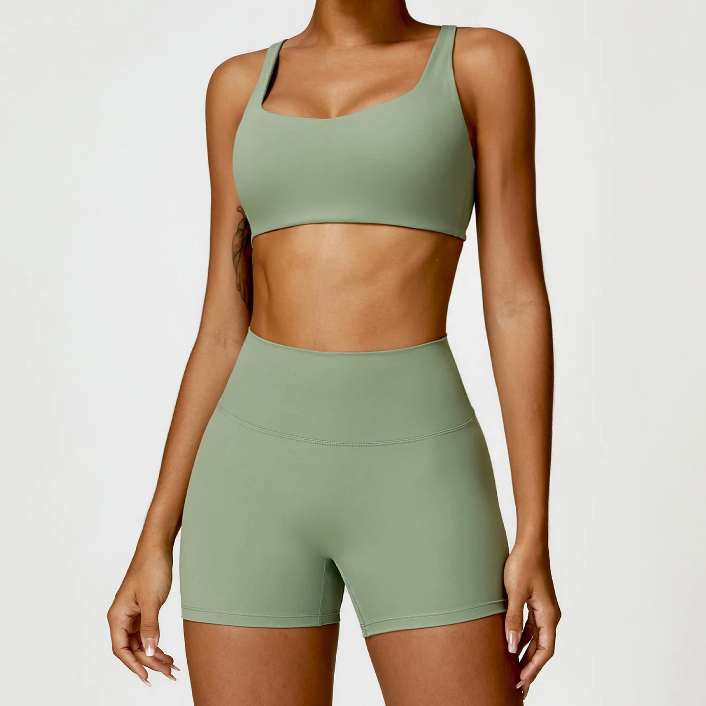 Women Two Piece Fitness Yoga Set Solid Color Gym Wear