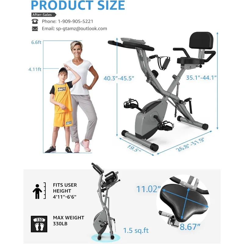 YTYIN Indoor Exercise Bike Seniors Foldable 5 In 1