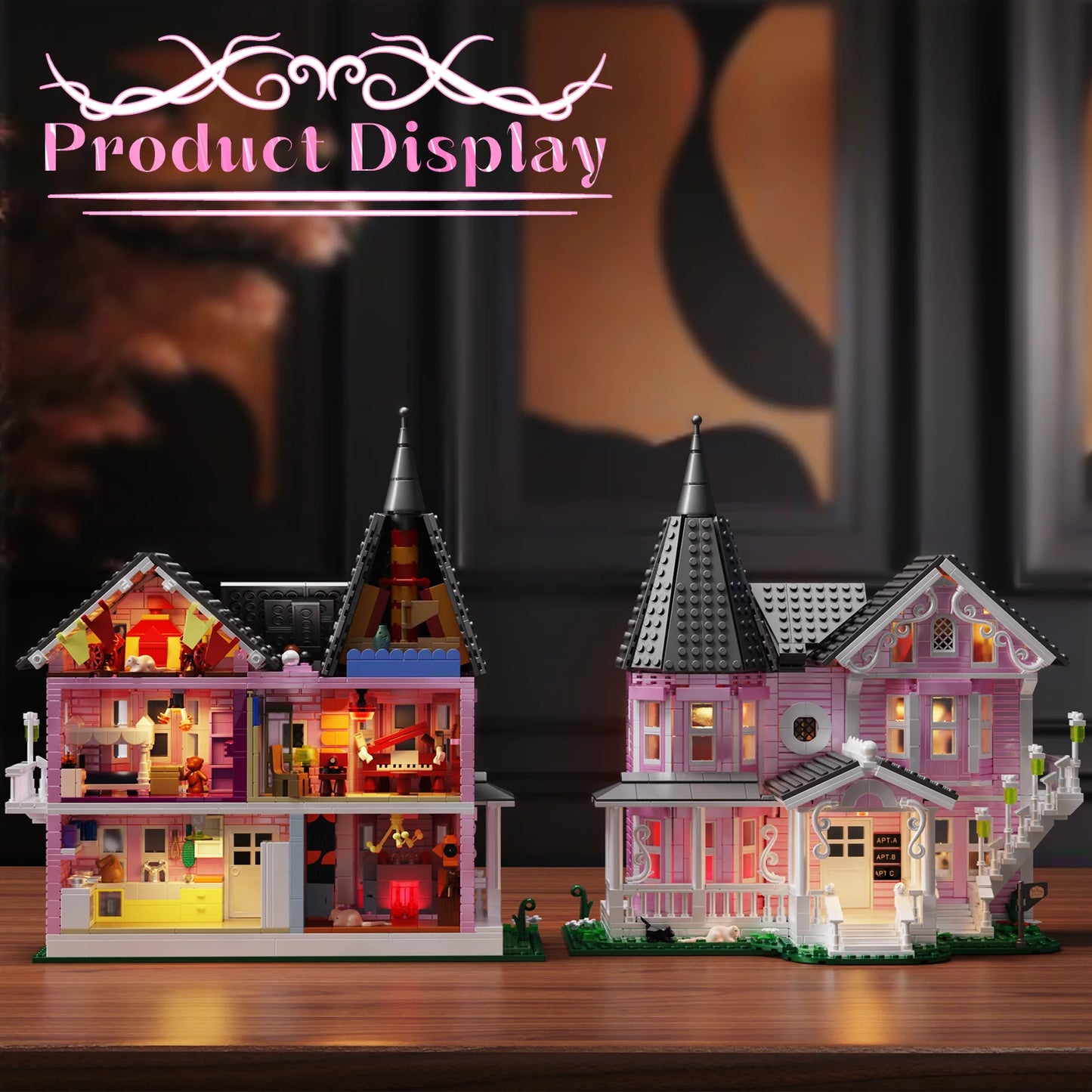 Palace Building Blocks Set With Lights Haunted House 1349pcs
