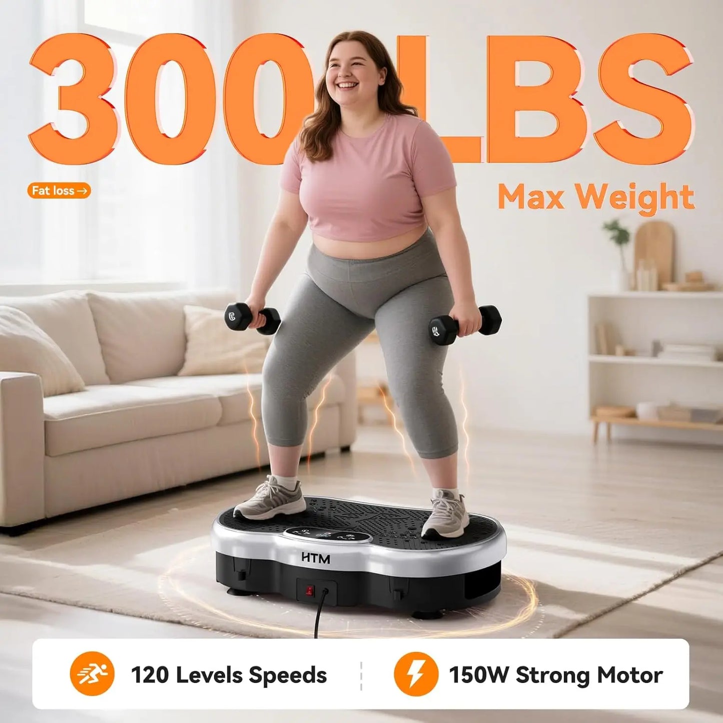 Vibration Plate Exercise Machine Silent 120 Speed Levels Calorie Tracking