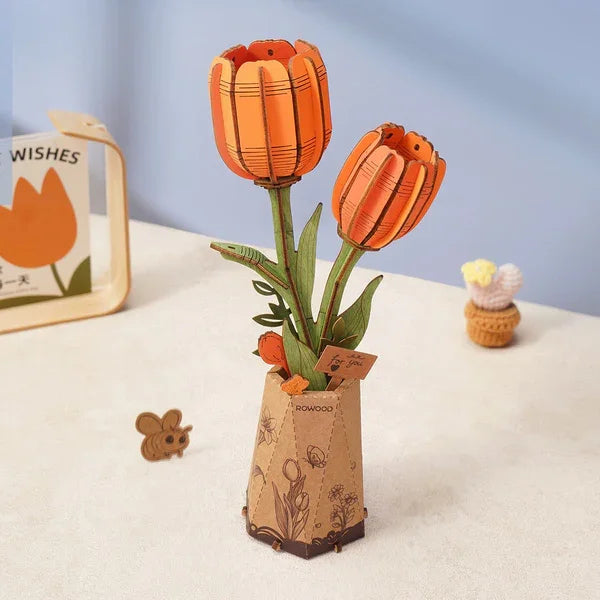 Robotime Wooden Flower Bouquet DIY Puzzle Gifts For Friends