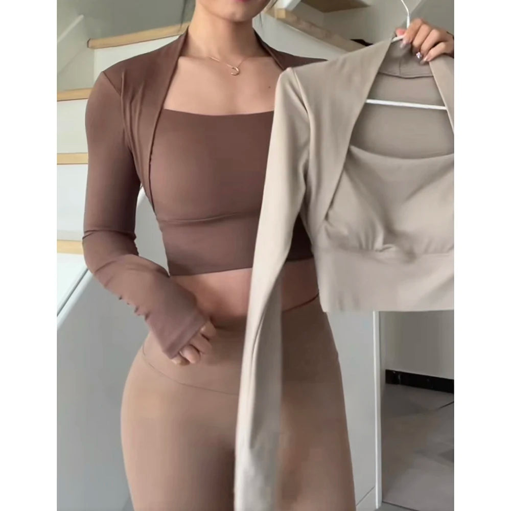 CN Fitness Chest Cushion Long Sleeve Top For Women Yoga