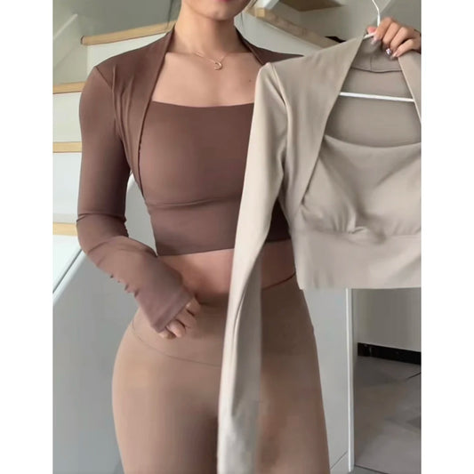 CN Fitness Chest Cushion Long Sleeve Top For Women Yoga