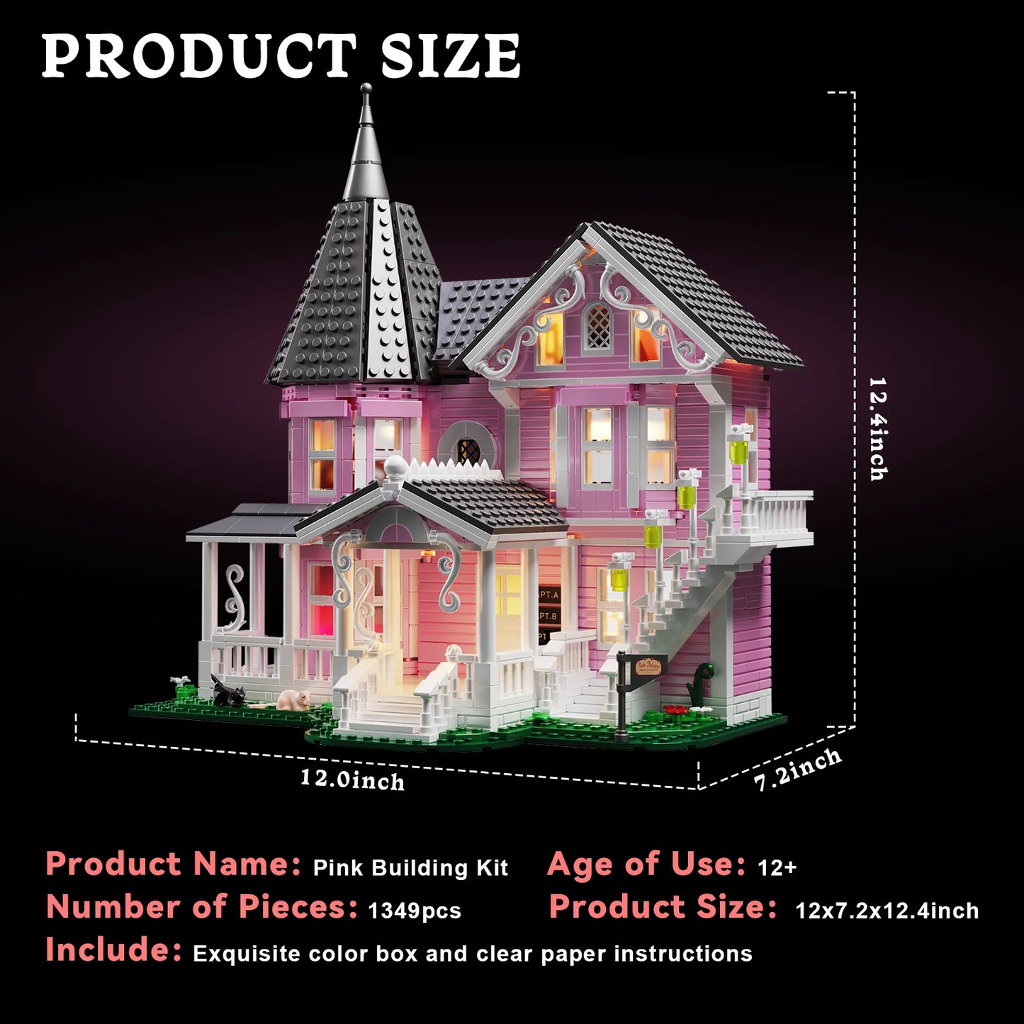 Palace Building Blocks Set With Lights Haunted House 1349pcs