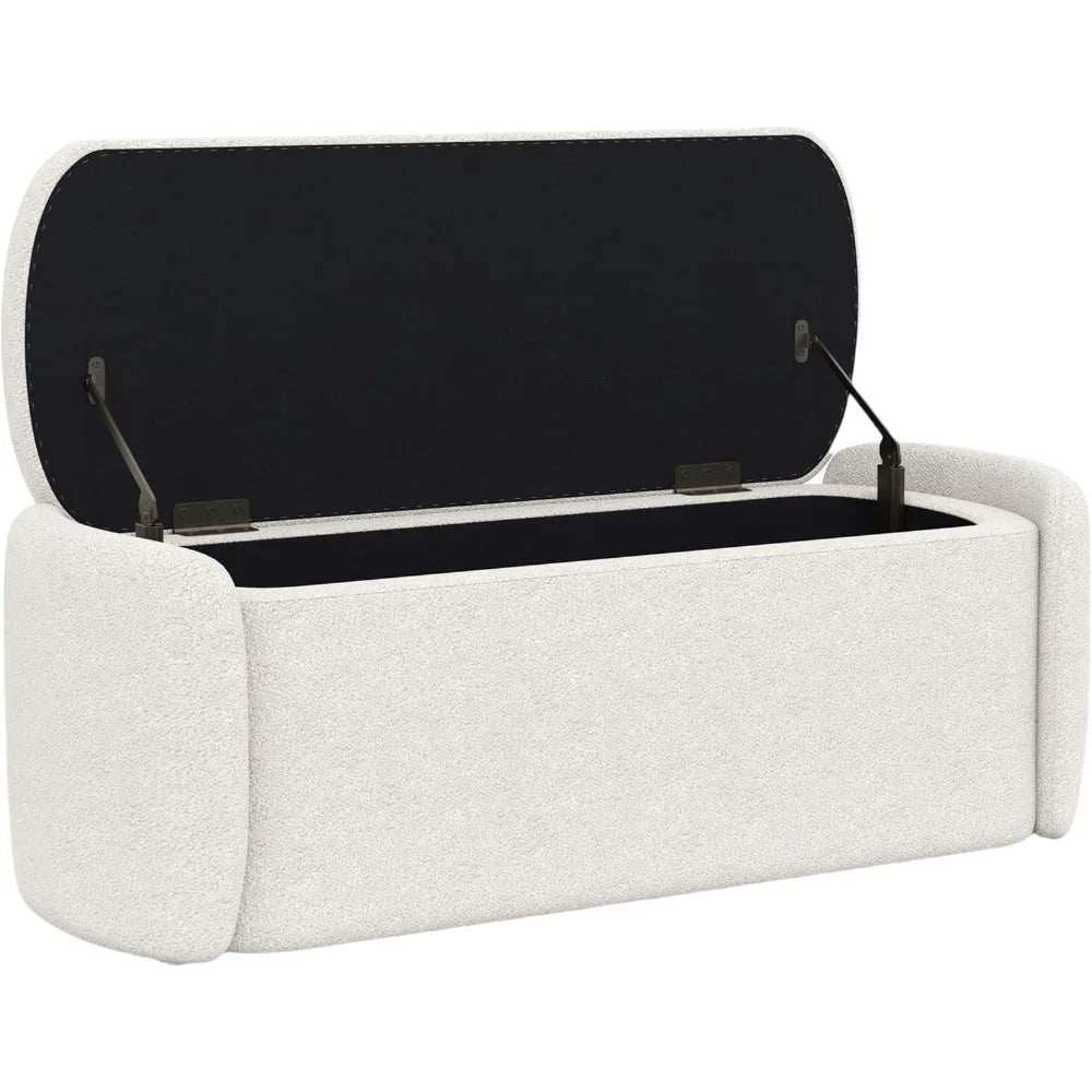HUANZHUANG Storage Ottoman Bench Sherpa Upholstered Bedroom