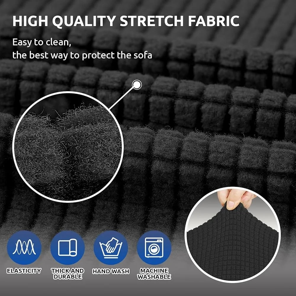 Elastic Stretch Sofa Slipcover Couch Protector 3 Cushion Furniture Cover Pet Friendly Easy Install Anti-Slip Durable Fabric